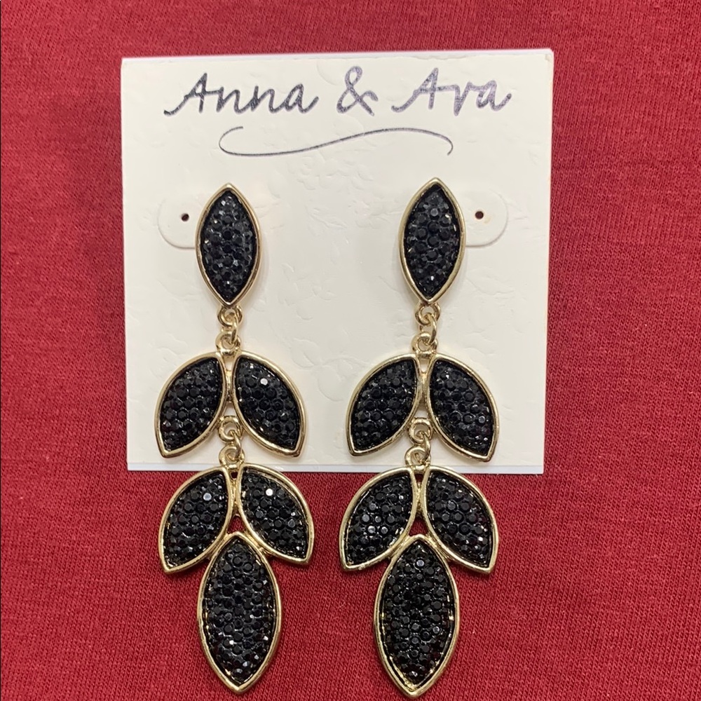 Anna & Ava Black and Gold Cascading Earrings